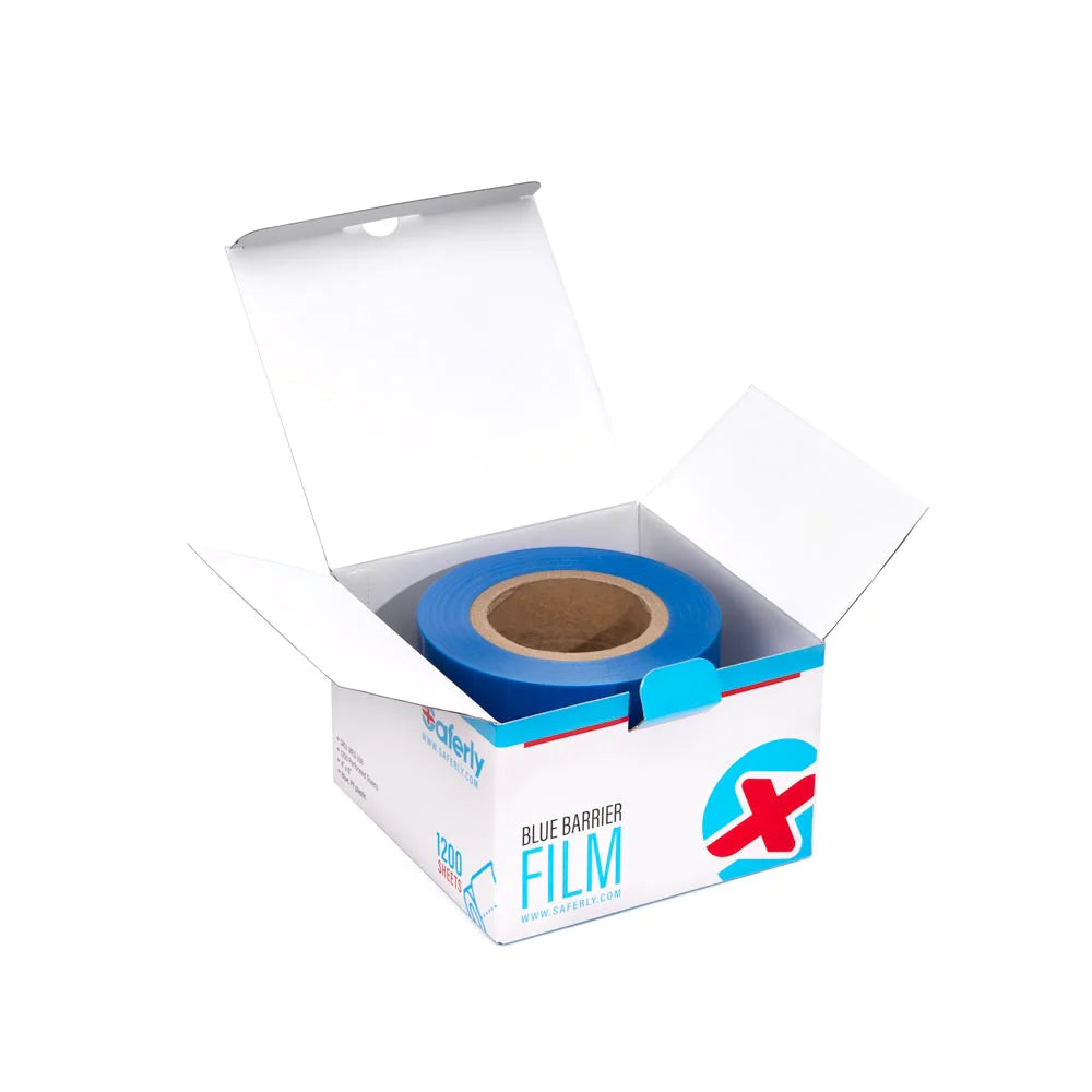 Saferly Blue Medical Barrier Film in Dispenser Box 4x6