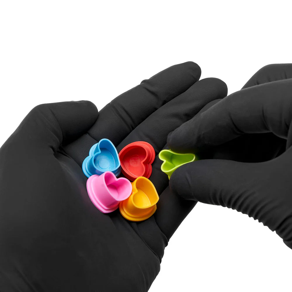 Saferly Heart Silicone Ink Caps — Pick Size and Color — Bag of 500